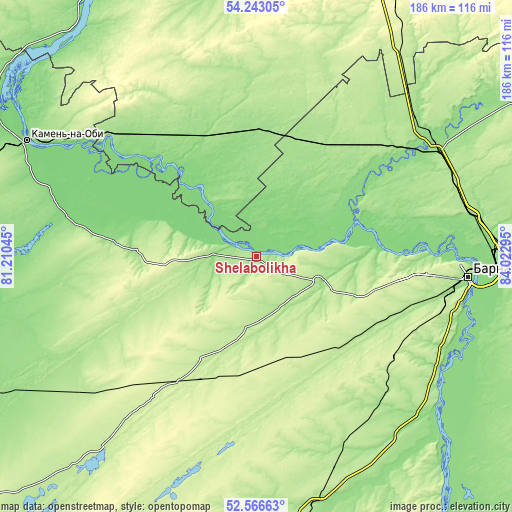 Topographic map of Shelabolikha