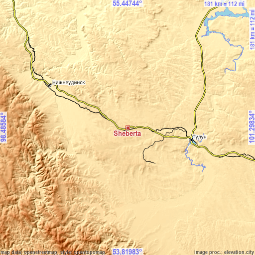 Topographic map of Sheberta