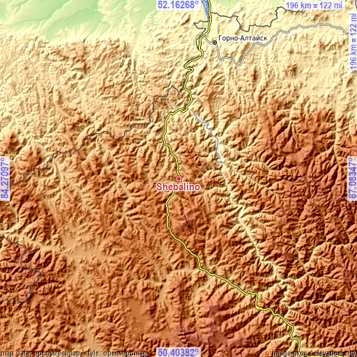 Topographic map of Shebalino