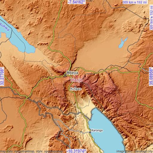 Topographic map of Ulenje