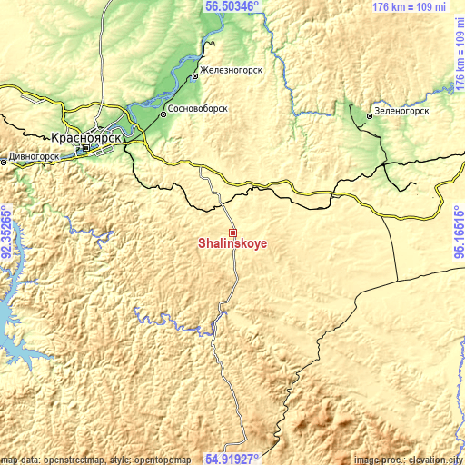 Topographic map of Shalinskoye