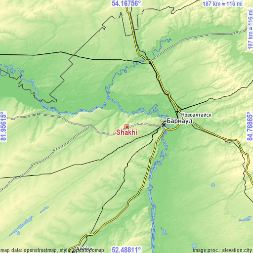 Topographic map of Shakhi