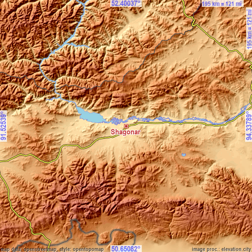 Topographic map of Shagonar