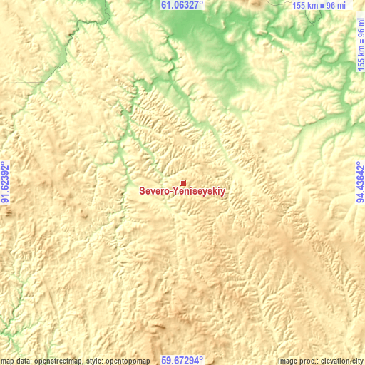 Topographic map of Severo-Yeniseyskiy