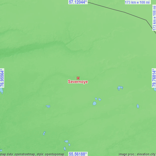 Topographic map of Severnoye