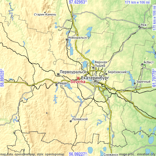 Topographic map of Severka