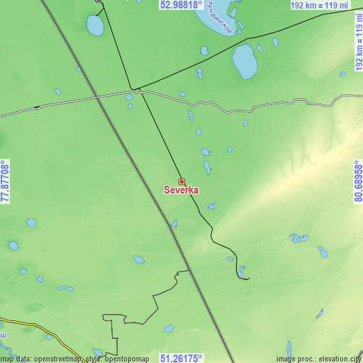 Topographic map of Severka