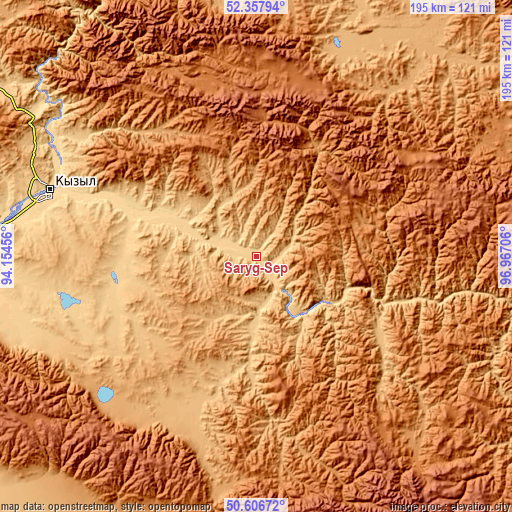 Topographic map of Saryg-Sep