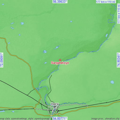 Topographic map of Sargatskoye