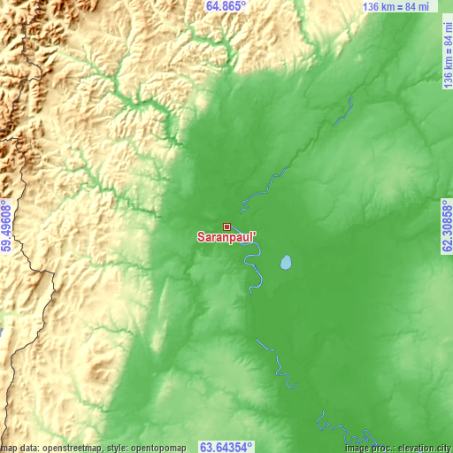 Topographic map of Saranpaul’