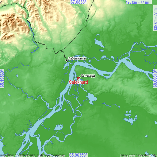 Topographic map of Salekhard