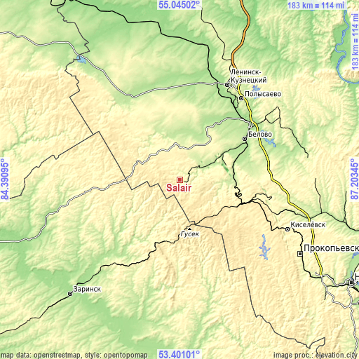 Topographic map of Salair