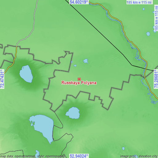 Topographic map of Russkaya Polyana