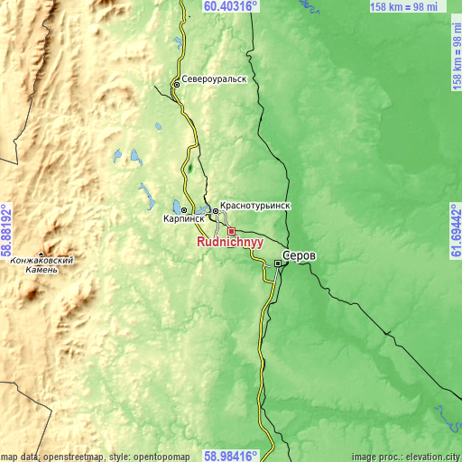 Topographic map of Rudnichnyy