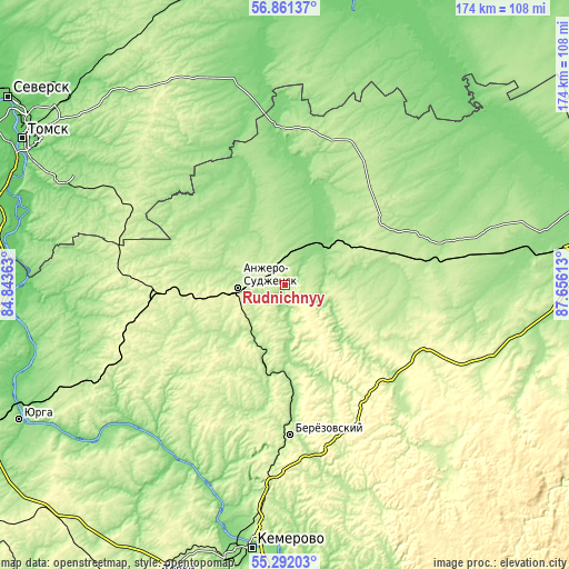 Topographic map of Rudnichnyy