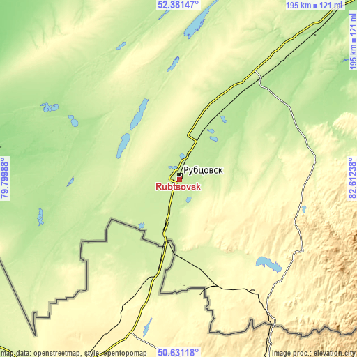 Topographic map of Rubtsovsk