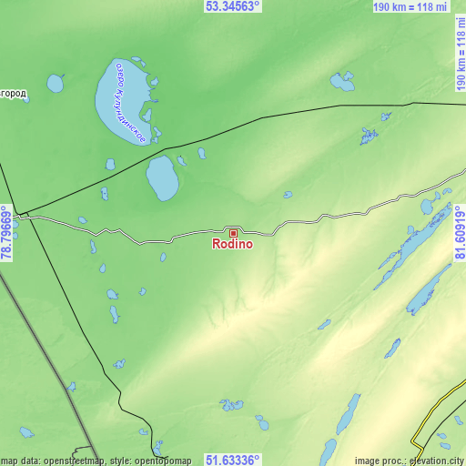 Topographic map of Rodino
