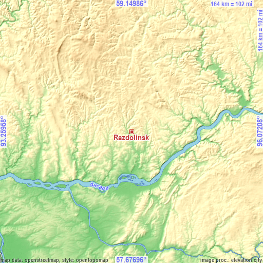 Topographic map of Razdolinsk