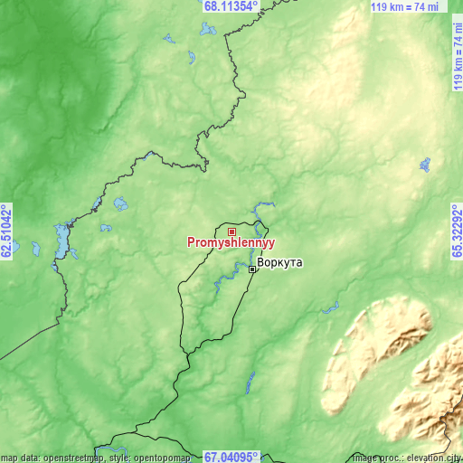 Topographic map of Promyshlennyy