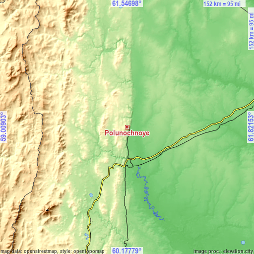 Topographic map of Polunochnoye