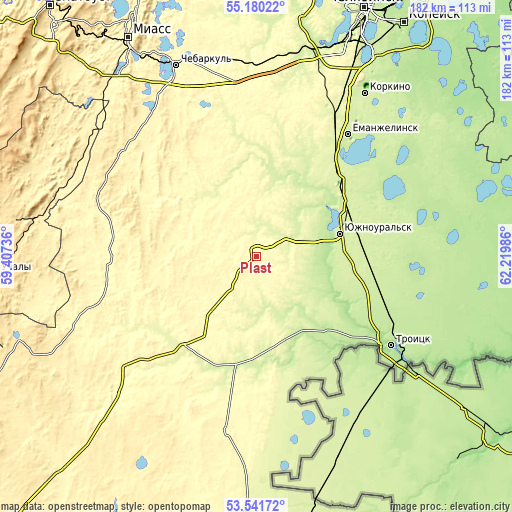 Topographic map of Plast