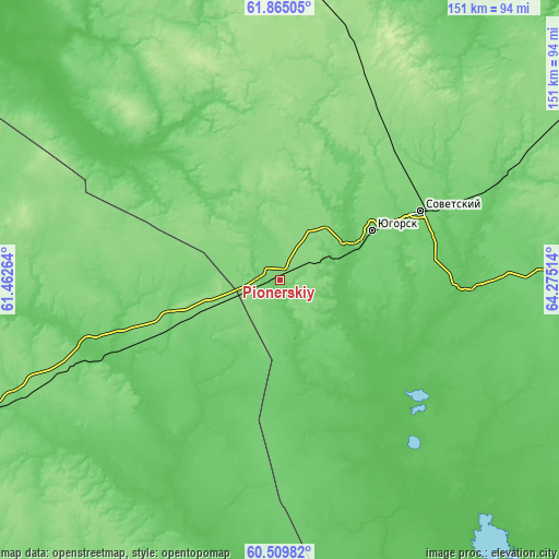 Topographic map of Pionerskiy