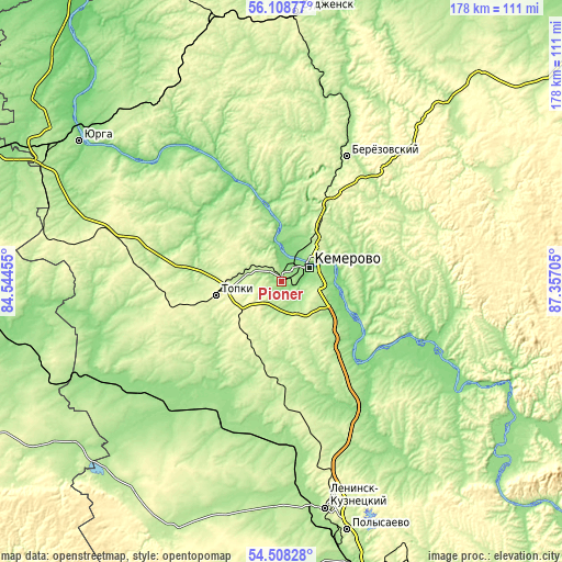 Topographic map of Pioner