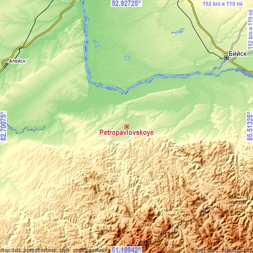 Topographic map of Petropavlovskoye