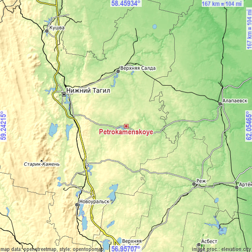 Topographic map of Petrokamenskoye