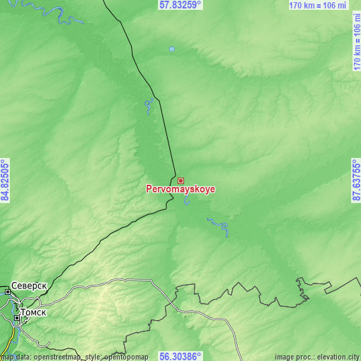 Topographic map of Pervomayskoye