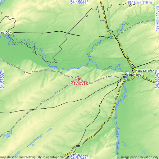 Topographic map of Pavlovsk