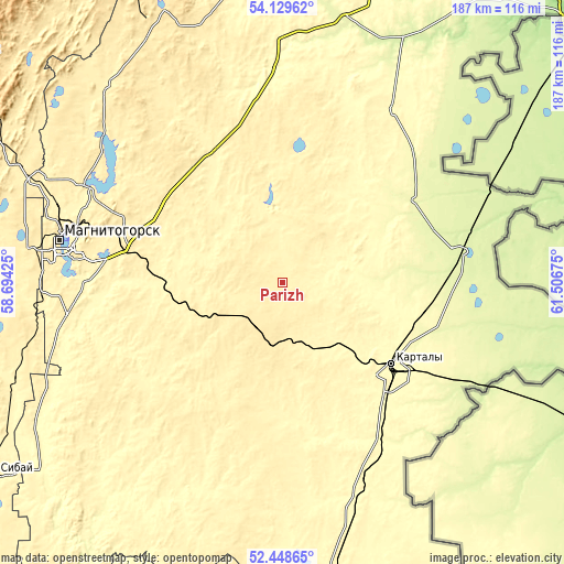 Topographic map of Parizh