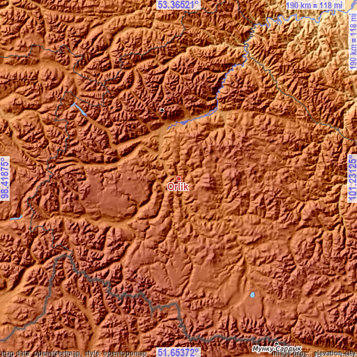 Topographic map of Orlik