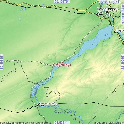 Topographic map of Ordynskoye