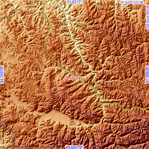 Topographic map of Onguday