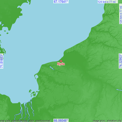 Topographic map of Nyda