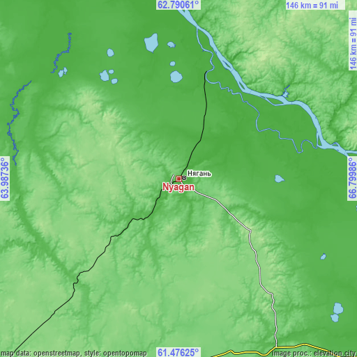 Topographic map of Nyagan