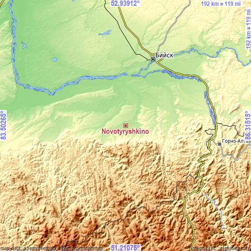 Topographic map of Novotyryshkino