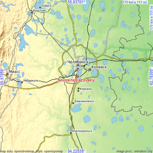Topographic map of Novosineglazovskiy