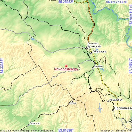 Topographic map of Novopesterevo