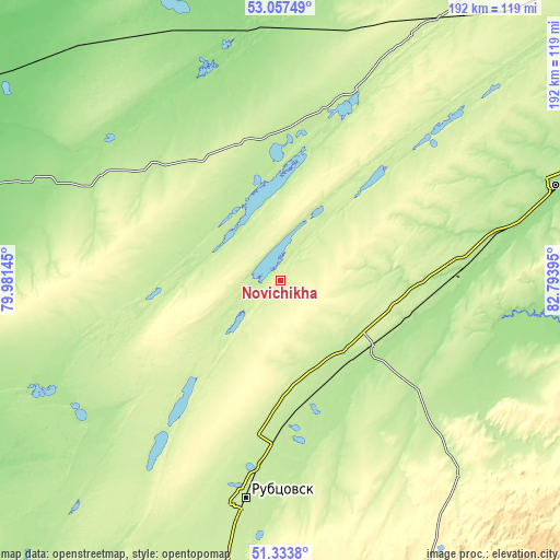 Topographic map of Novichikha