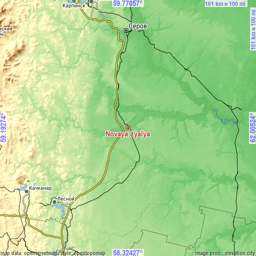 Topographic map of Novaya Lyalya