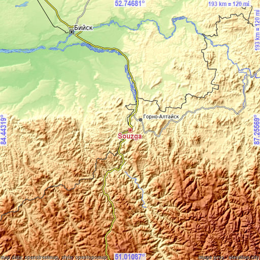 Topographic map of Souzga