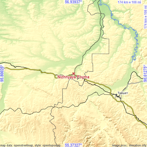 Topographic map of Nizhnyaya Poyma