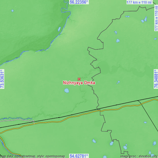 Topographic map of Nizhnyaya Omka