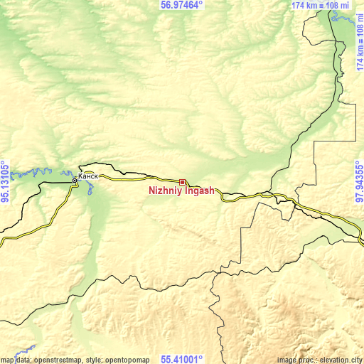 Topographic map of Nizhniy Ingash