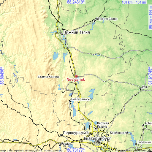 Topographic map of Nev’yansk