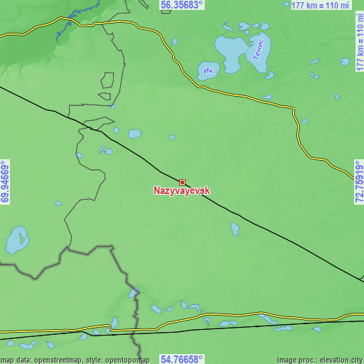 Topographic map of Nazyvayevsk