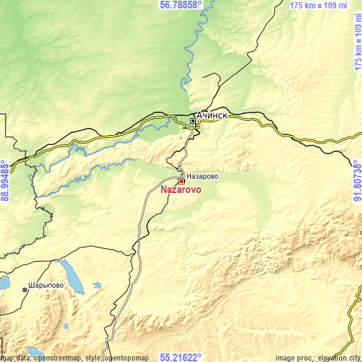 Topographic map of Nazarovo