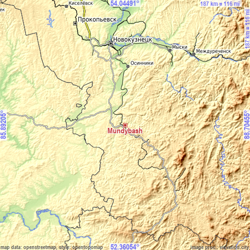 Topographic map of Mundybash